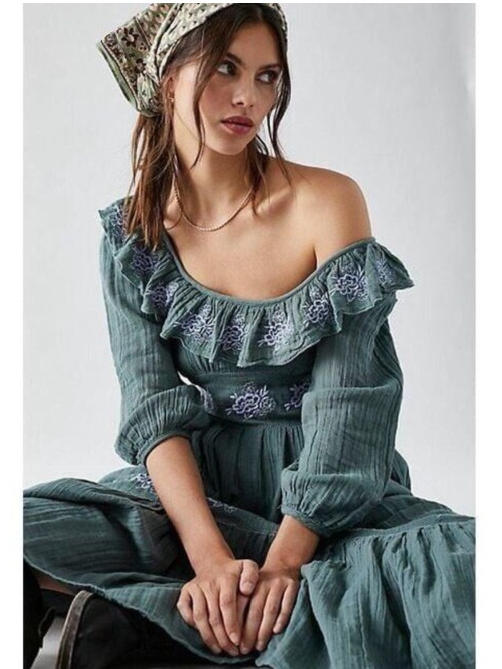 NWT Free people size M Lovers Lane maxi dress in dried pine